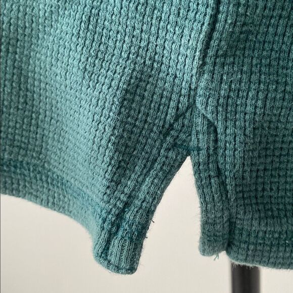 Pact 100% Organic Cotton Turquoise Waffle Knit Henley - Picture 4 of 9